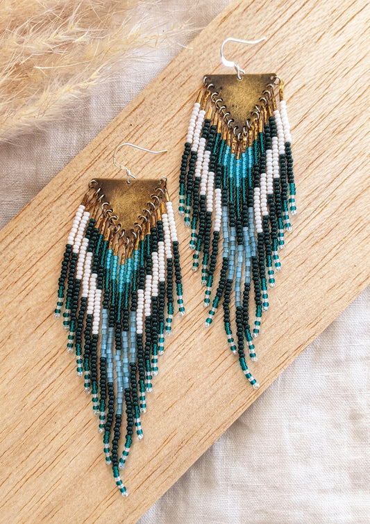 Khalida Teal Beaded Earrings