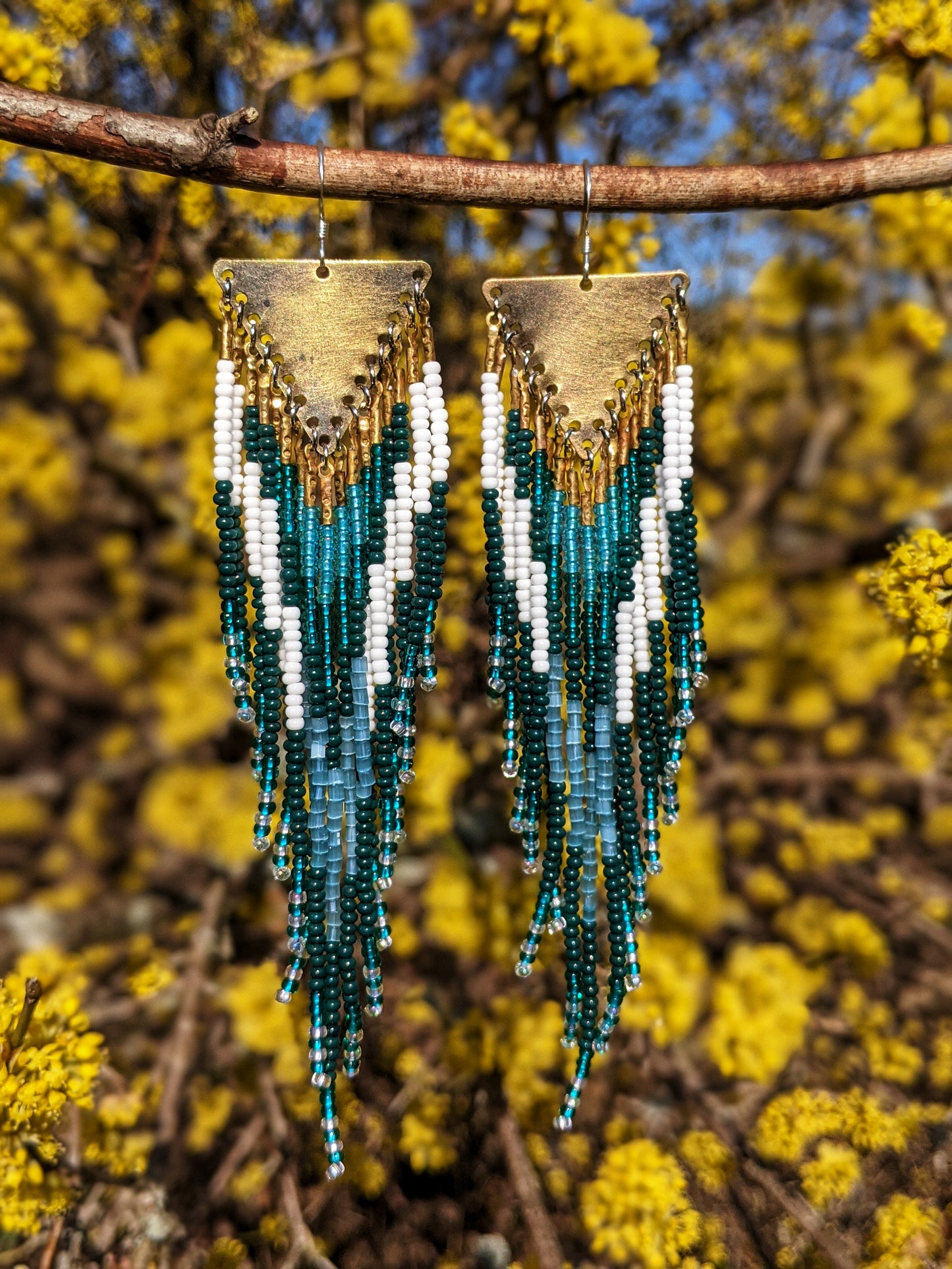 Khalida Teal Boho Beaded Earrings