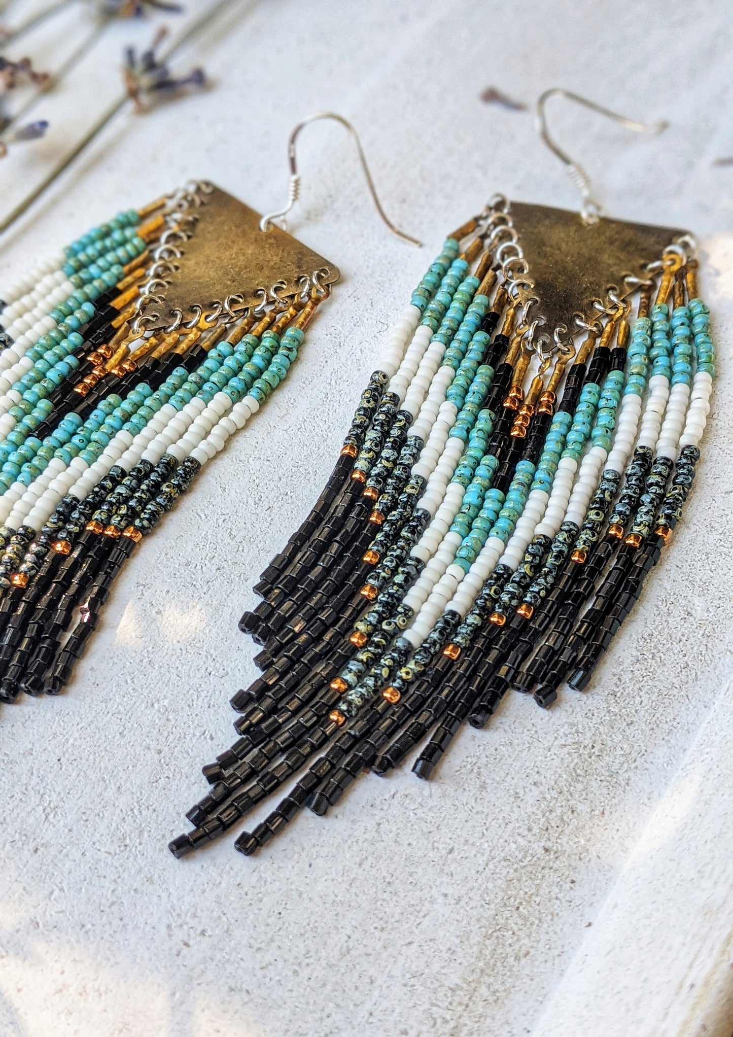 Marjane Black Turquoise Beaded Earrings