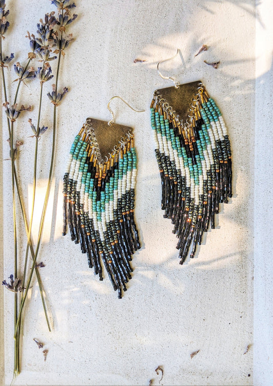 Marjane Black Turquoise Beaded Earrings
