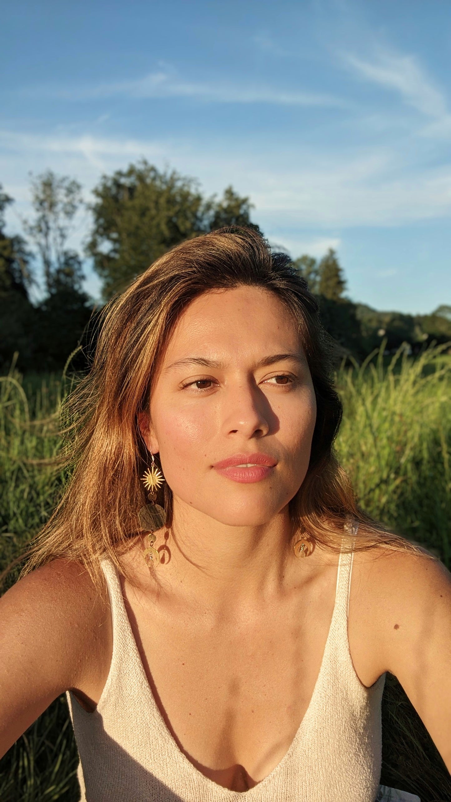 Billie Sun Tears Brass Earrings