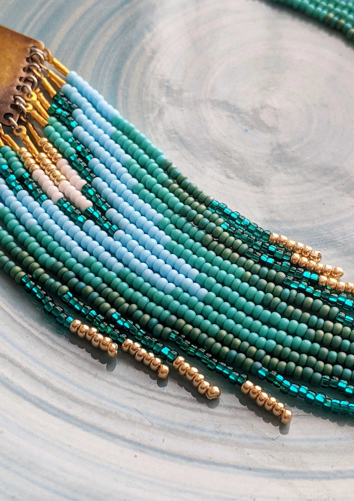 Boucles d'oreilles perlées turquoise dégradées d'automne