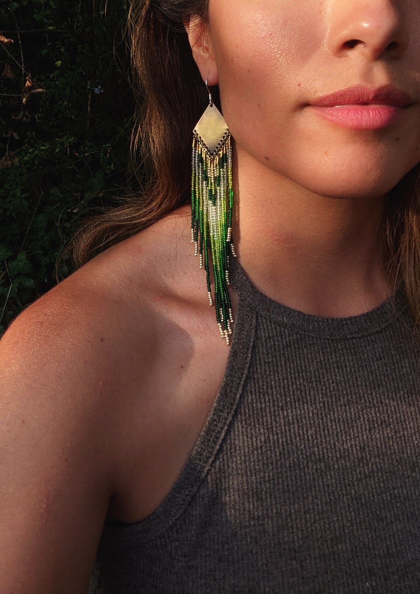 Huanani-Kay Green Ombre Beaded Earrings