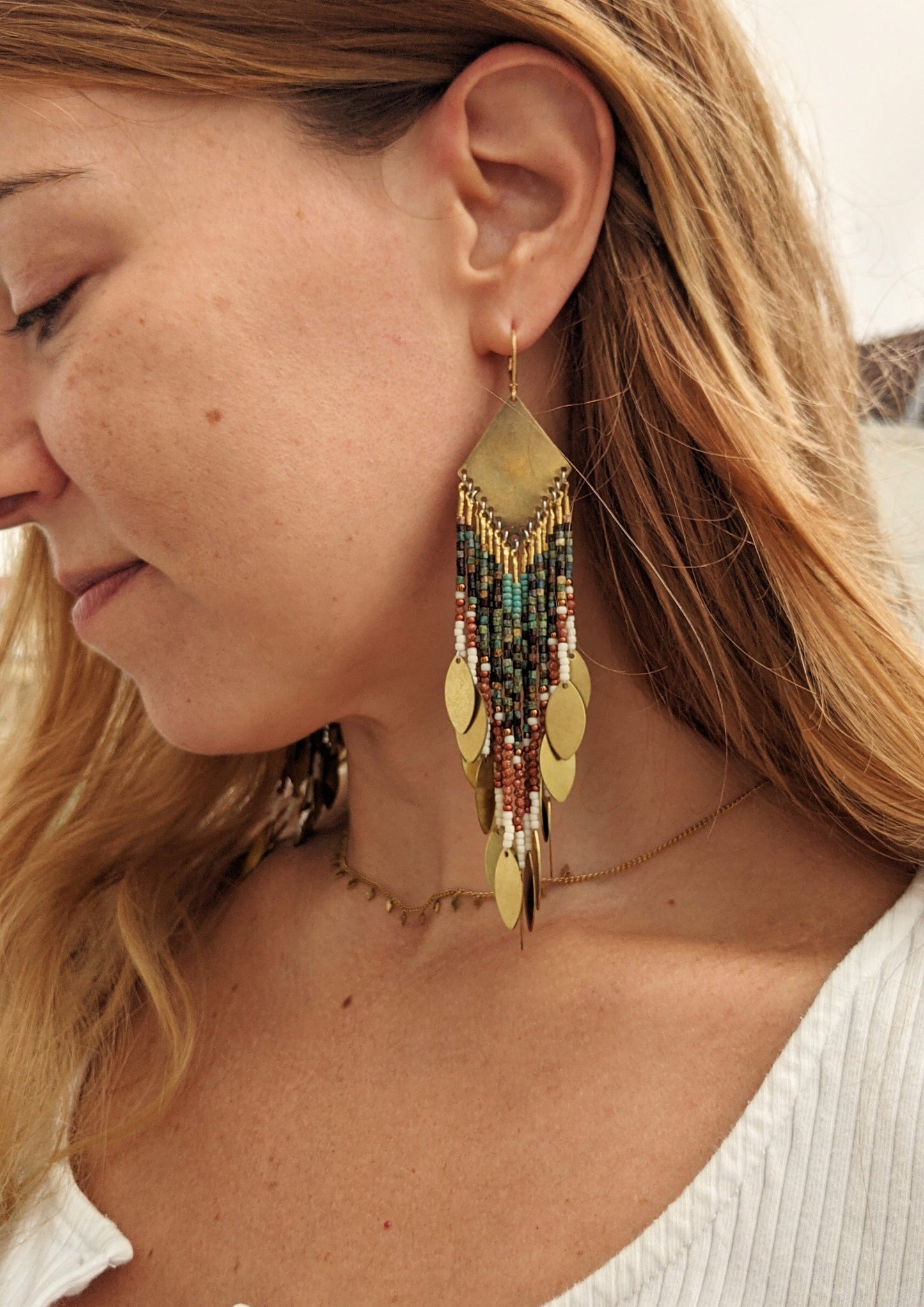 Ruth Sandstone Beaded Earrings
