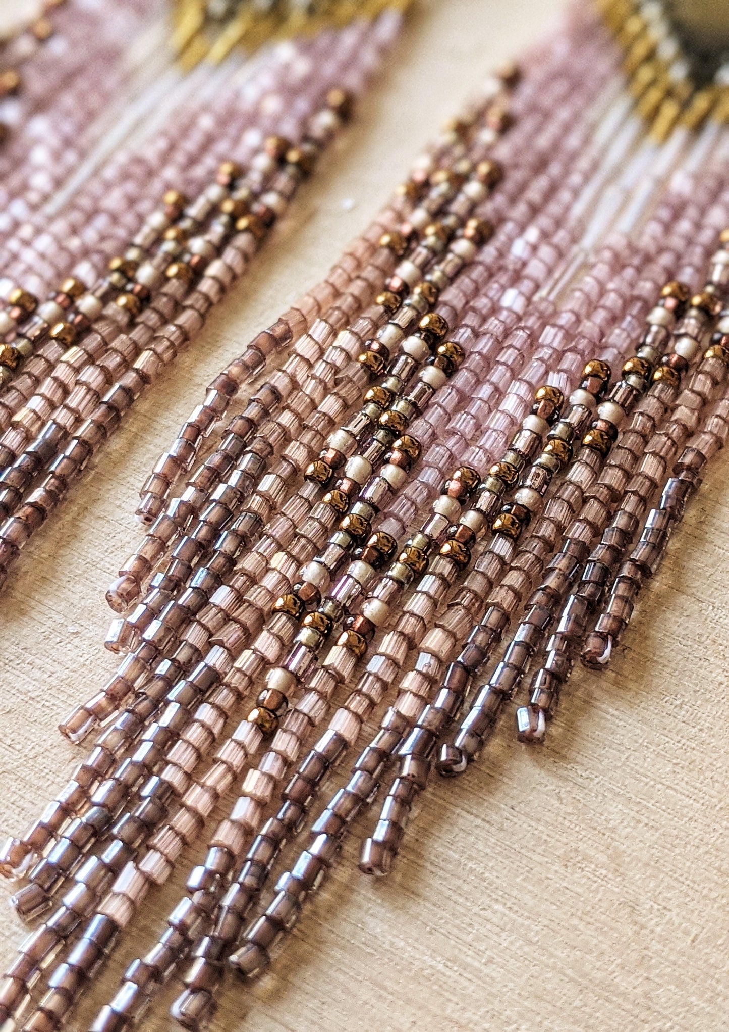 Eger Satin Mauve Beaded Earrings