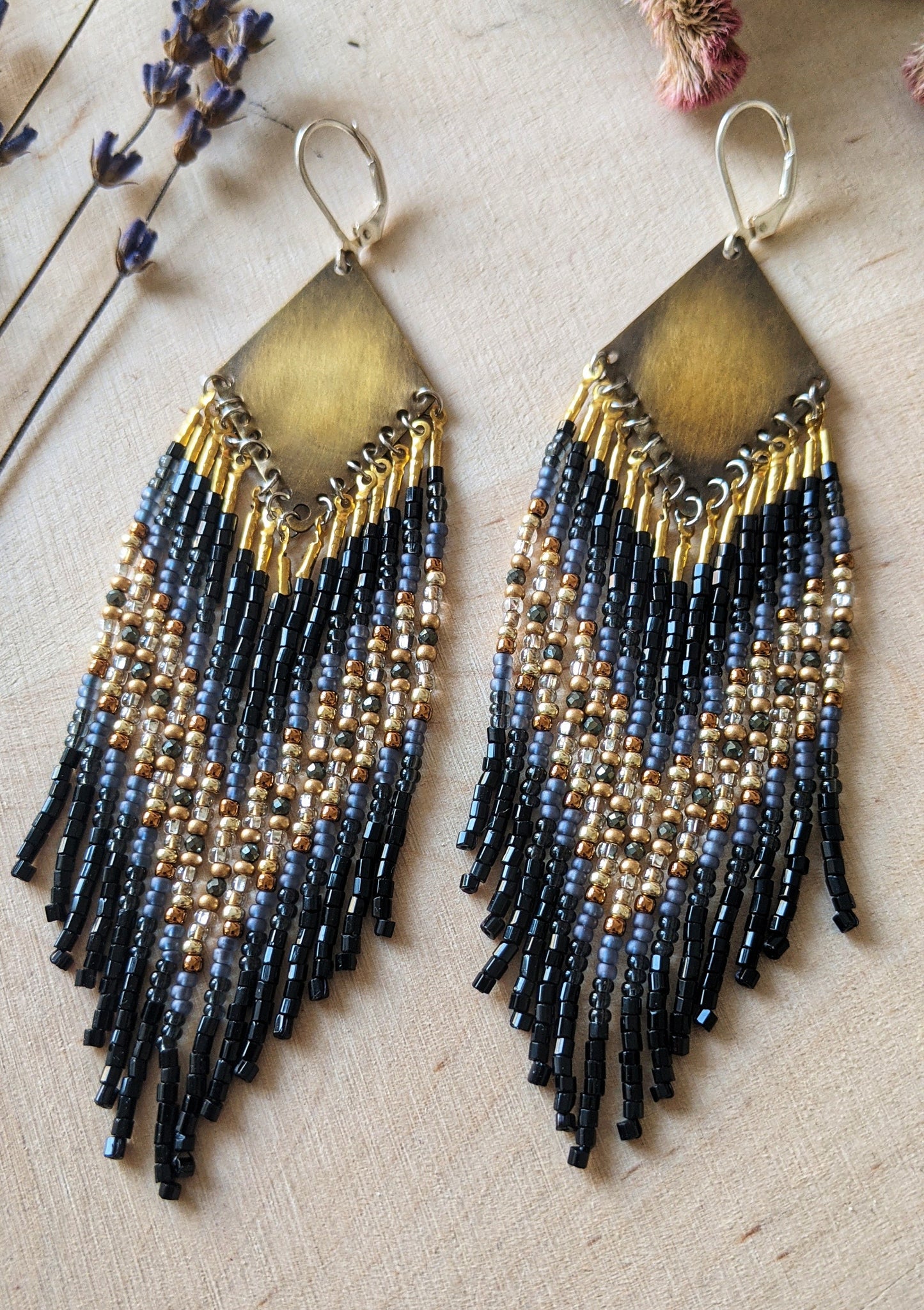 Blanka Black Pyrite Beaded Earrings
