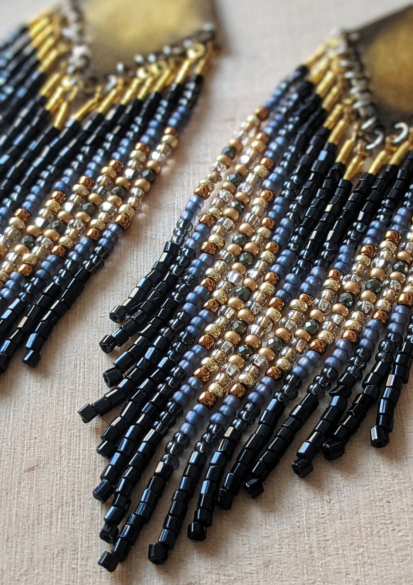 Blanka Black Pyrite Beaded Earrings