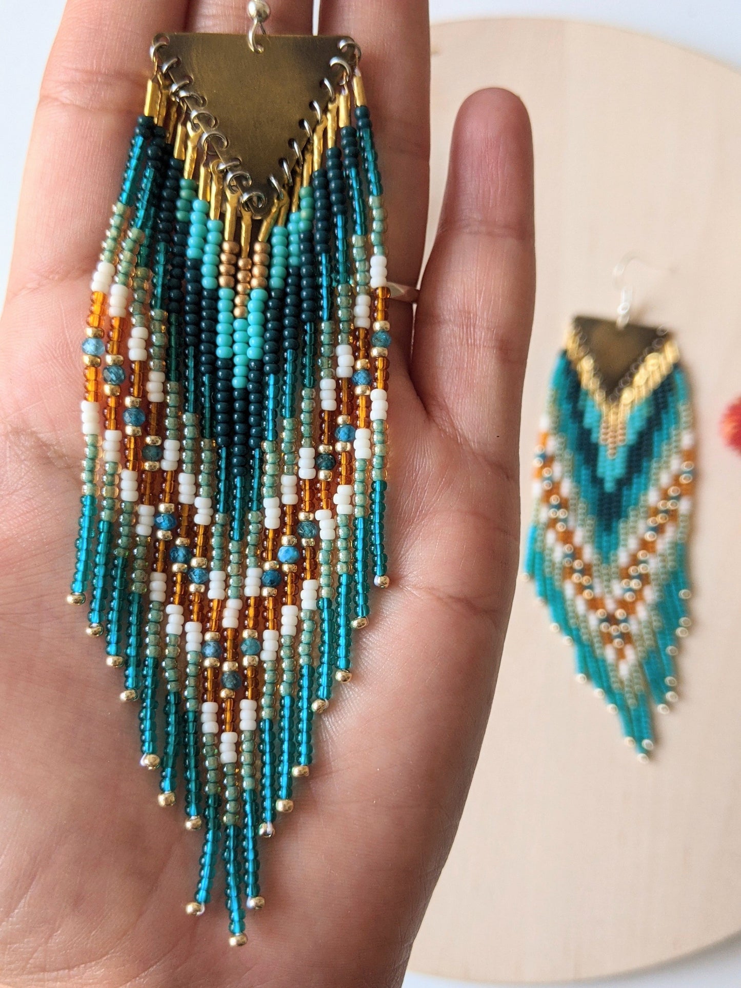 Littlefeather Teal Boho Beaded Earrings