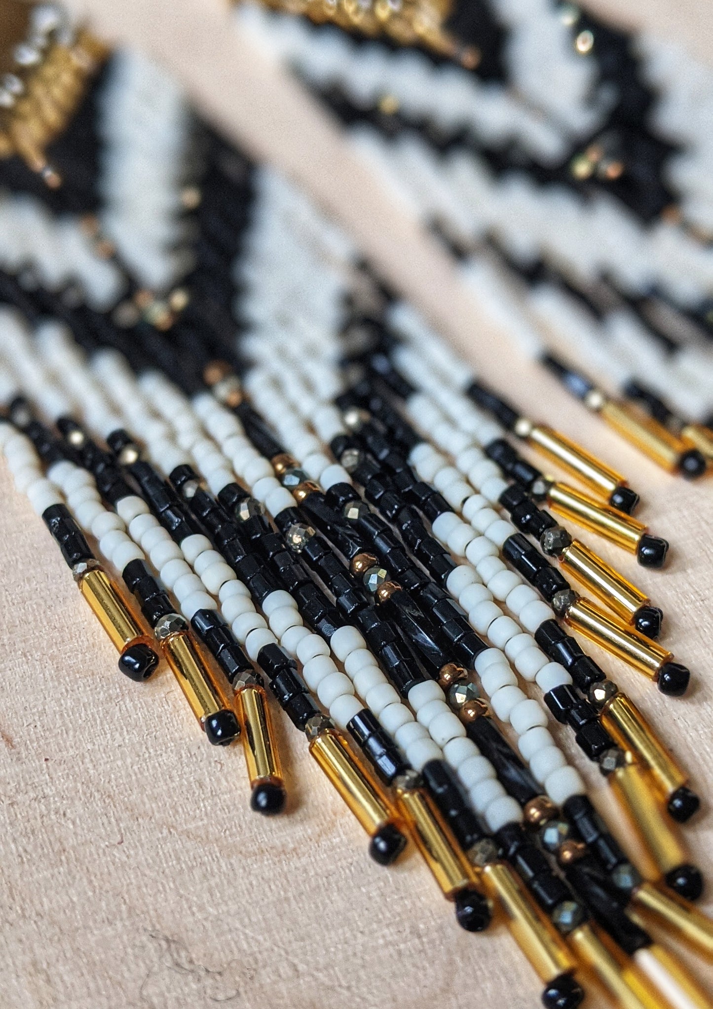 bell Black & White Seed Bead Earrings