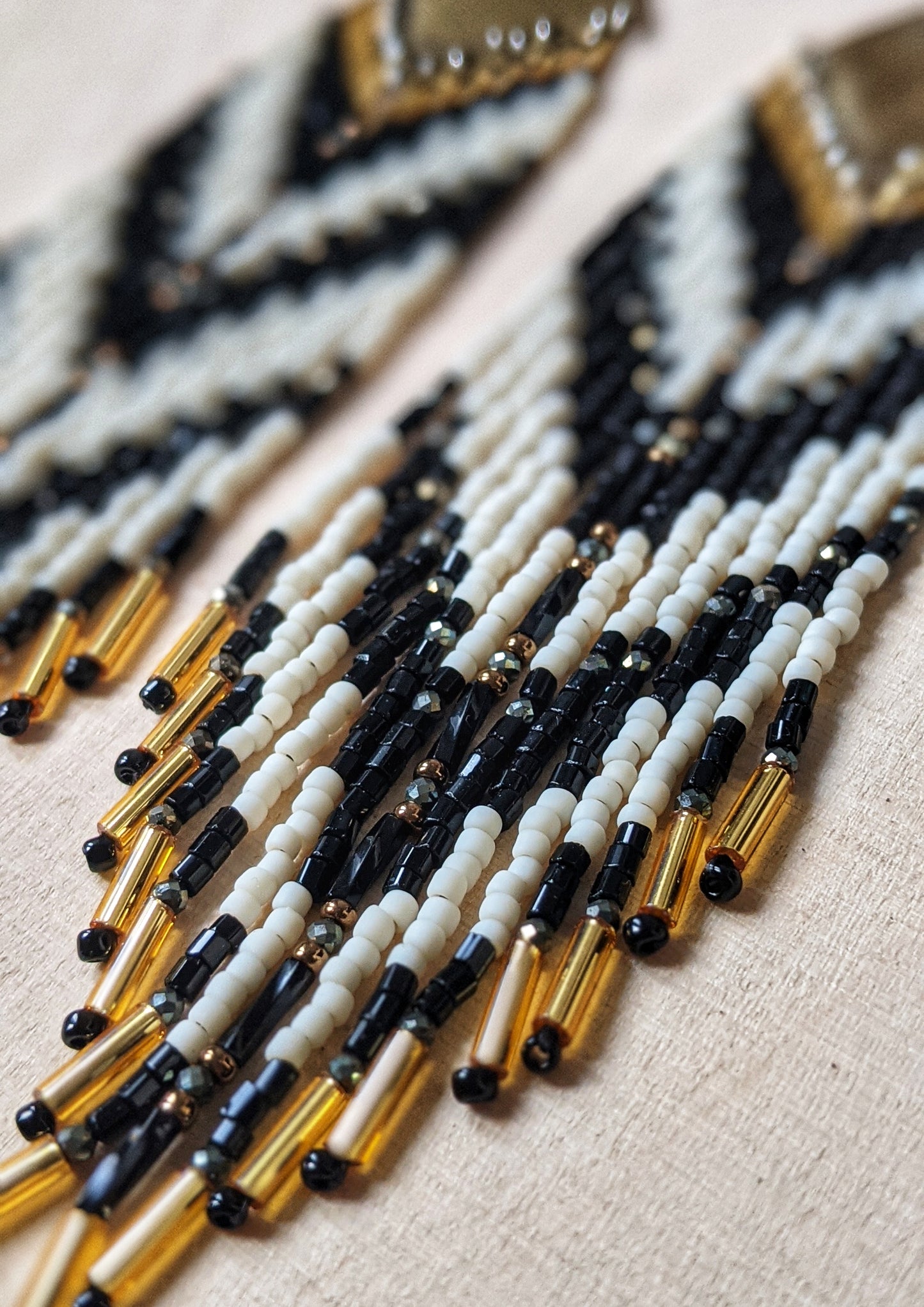 bell Black & White Seed Bead Earrings