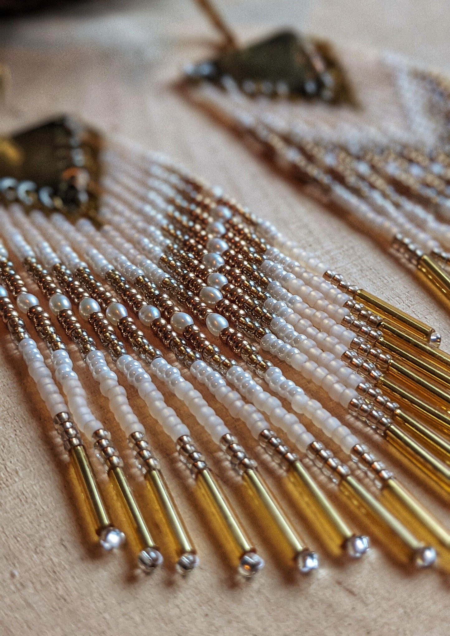 Hillary Gold Pearl Beaded Earrings