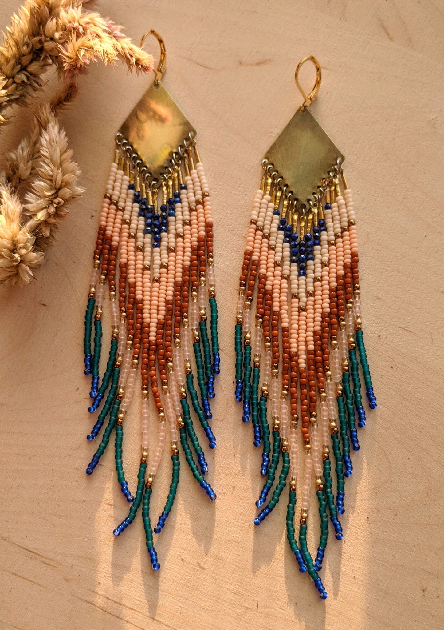 Mardini Sisters Teal Blue Beaded Earrings