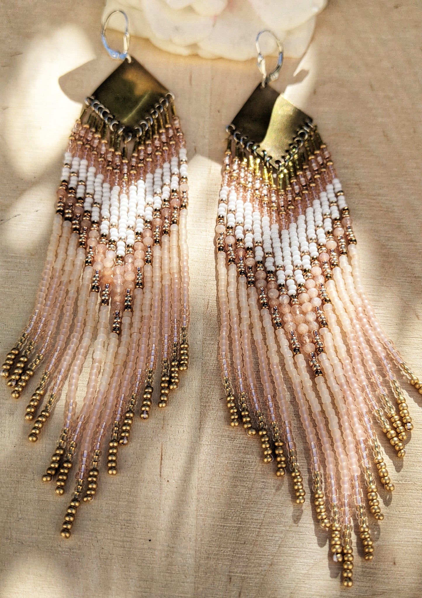 Maya Peach Moonstone Matte Beaded Earrings