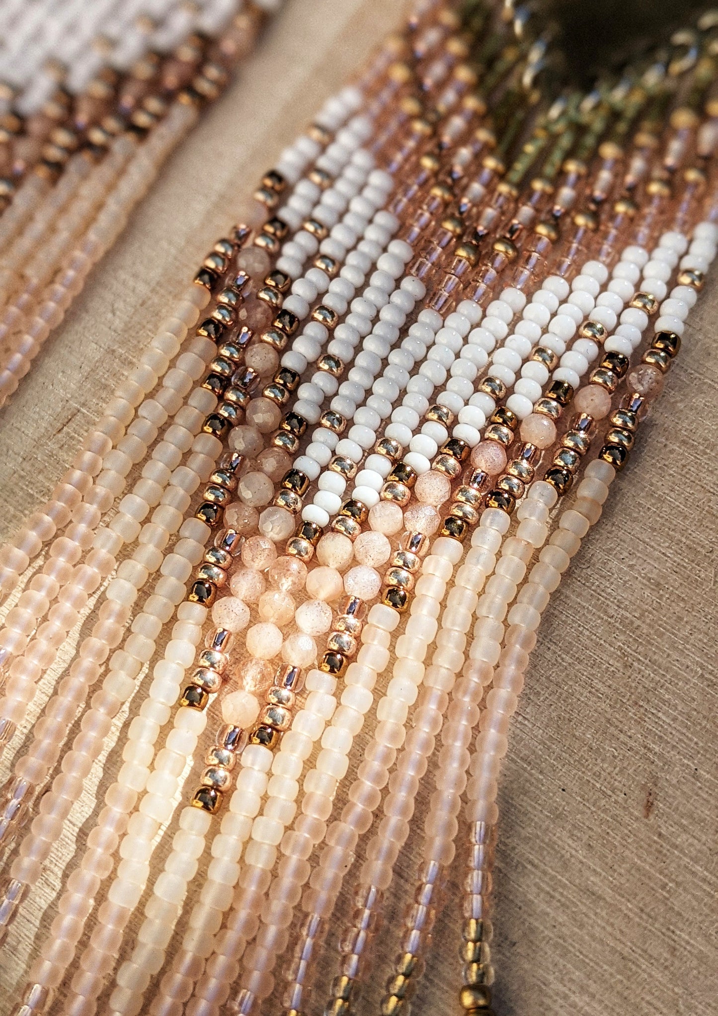 Maya Peach Moonstone Matte Beaded Earrings