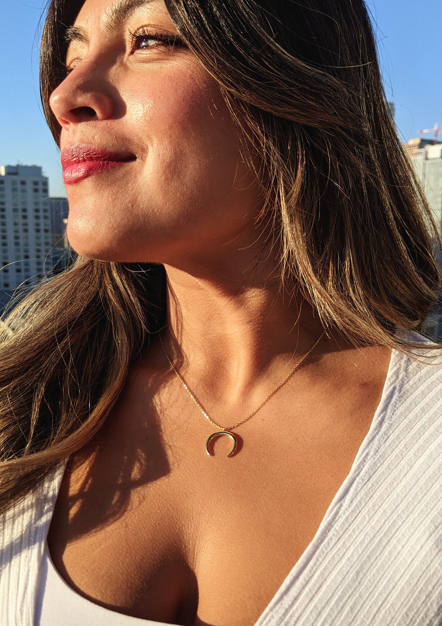 Asmaa Gold Crescent Moon Necklace