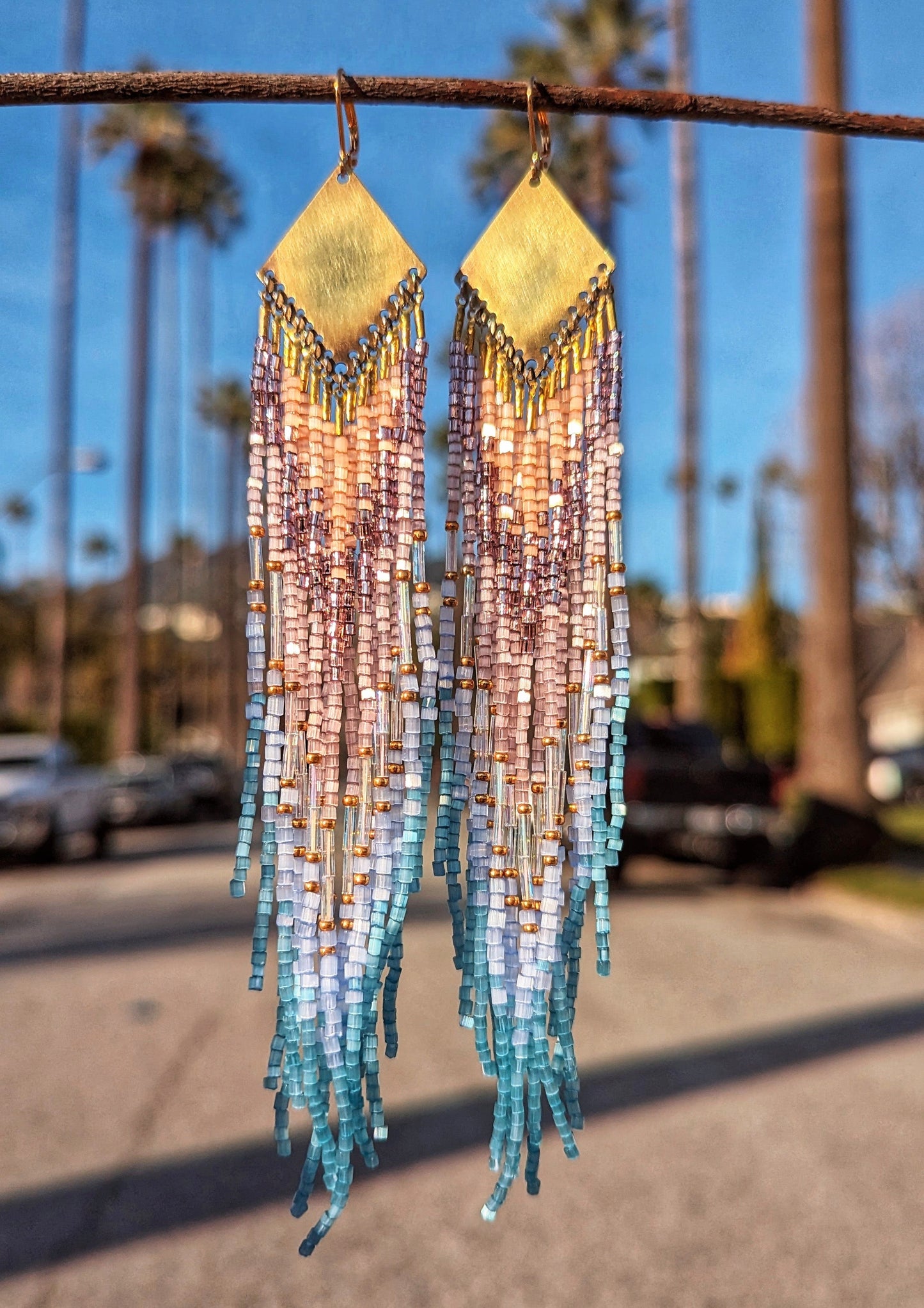 Silverlake Iridescent Seed Bead Earrings