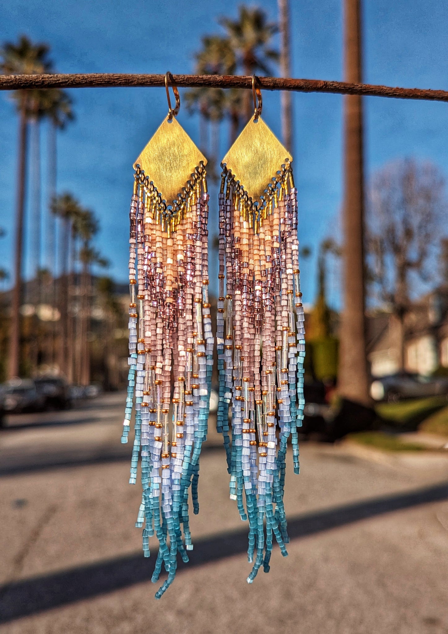 Silverlake Iridescent Seed Bead Earrings