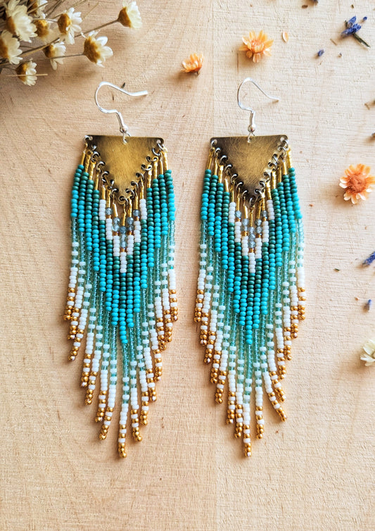 Harriet Turquoise Ombre Seed Bead Earrings