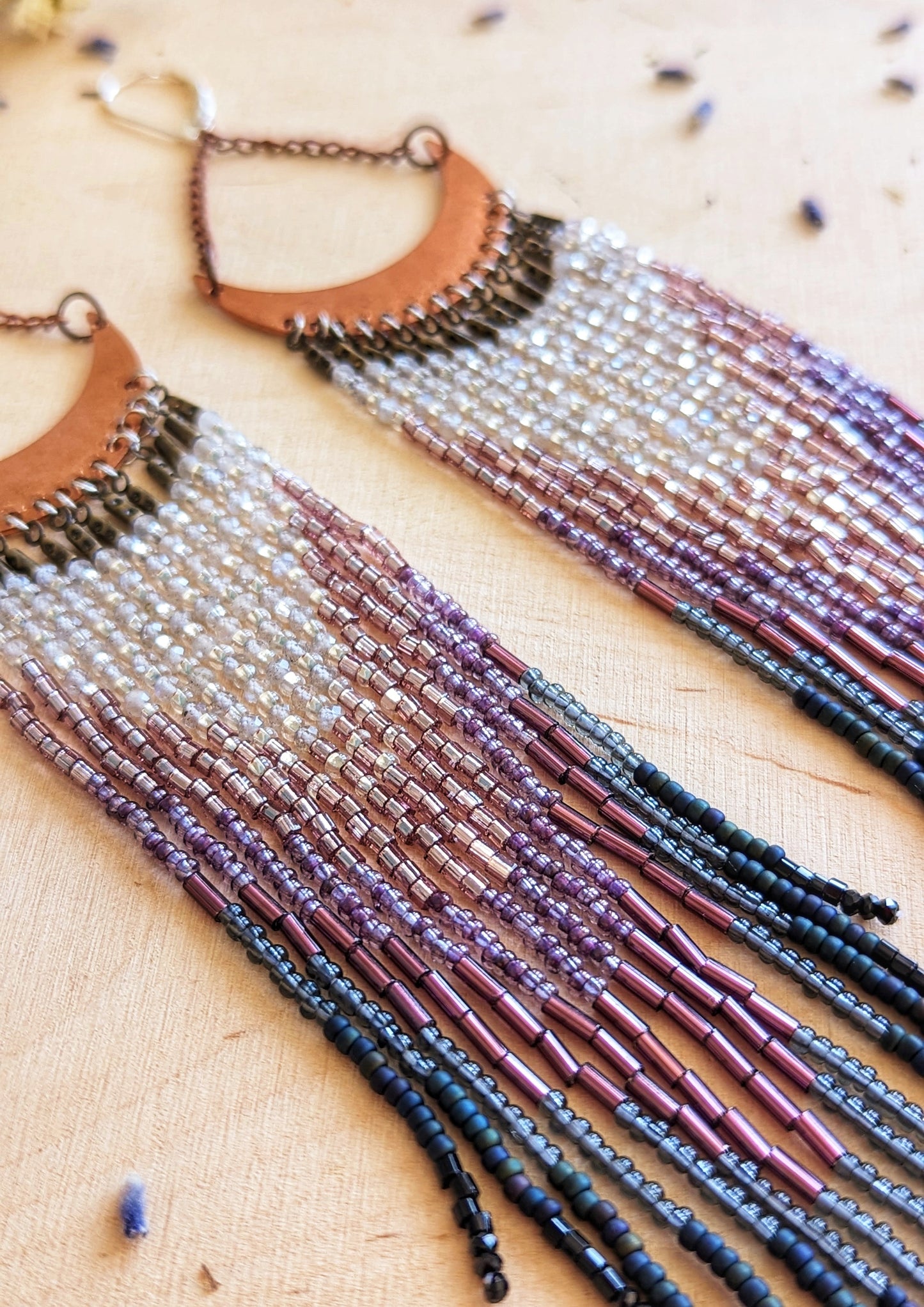 Ellen Crescent Moon Labradorite Earrings