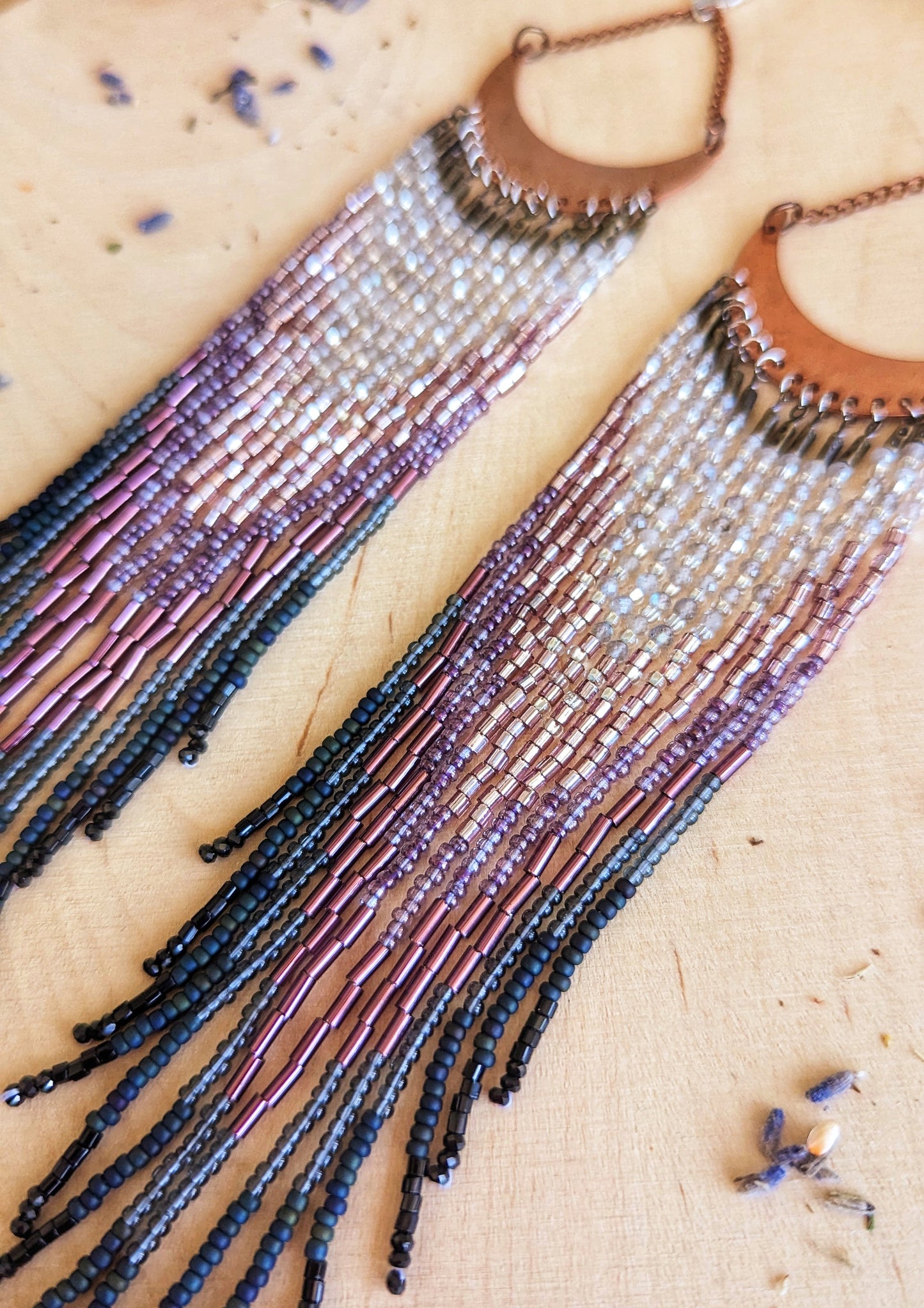 Ellen Crescent Moon Labradorite Earrings