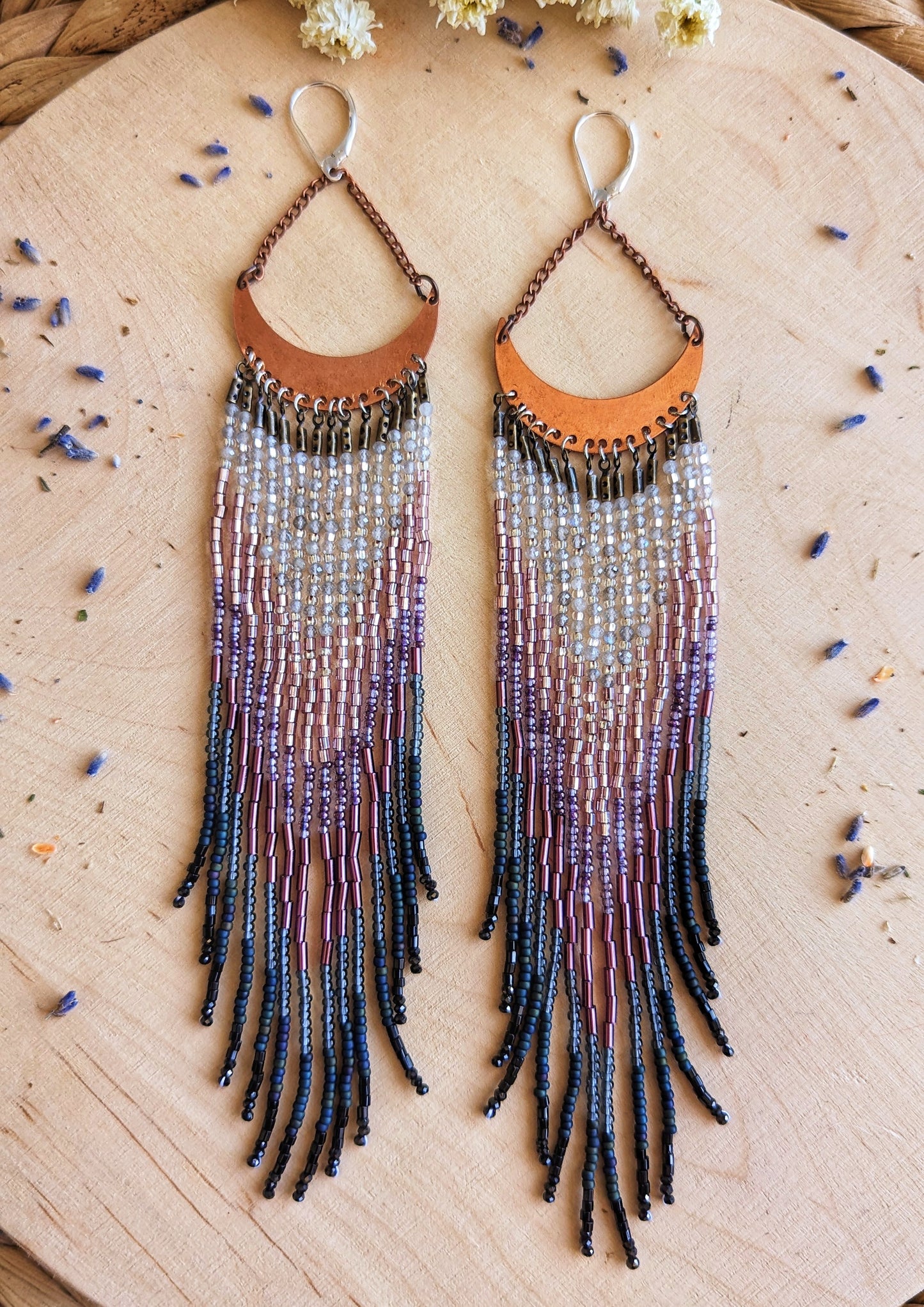 Ellen Crescent Moon Labradorite Earrings
