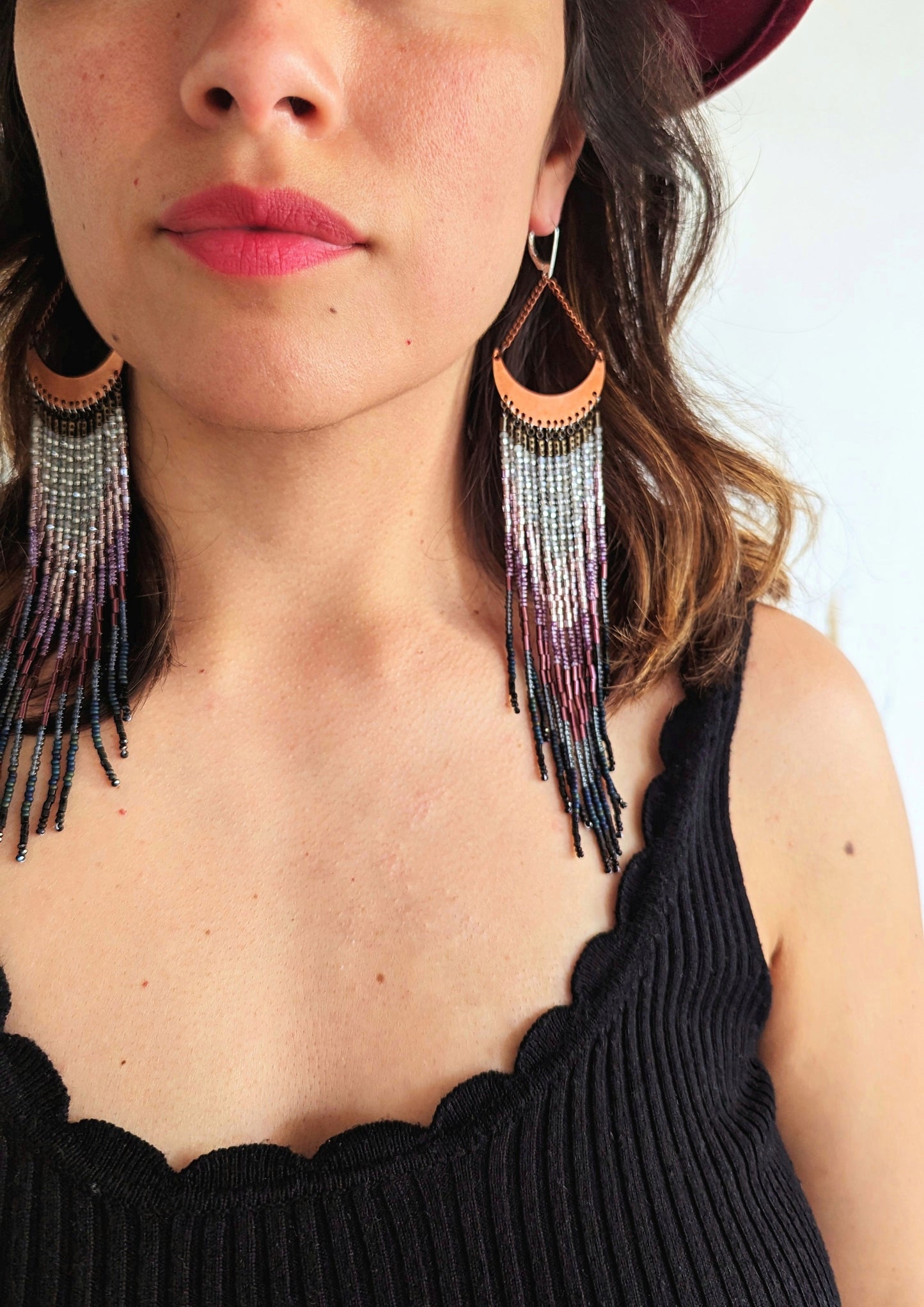 Ellen Crescent Moon Labradorite Earrings