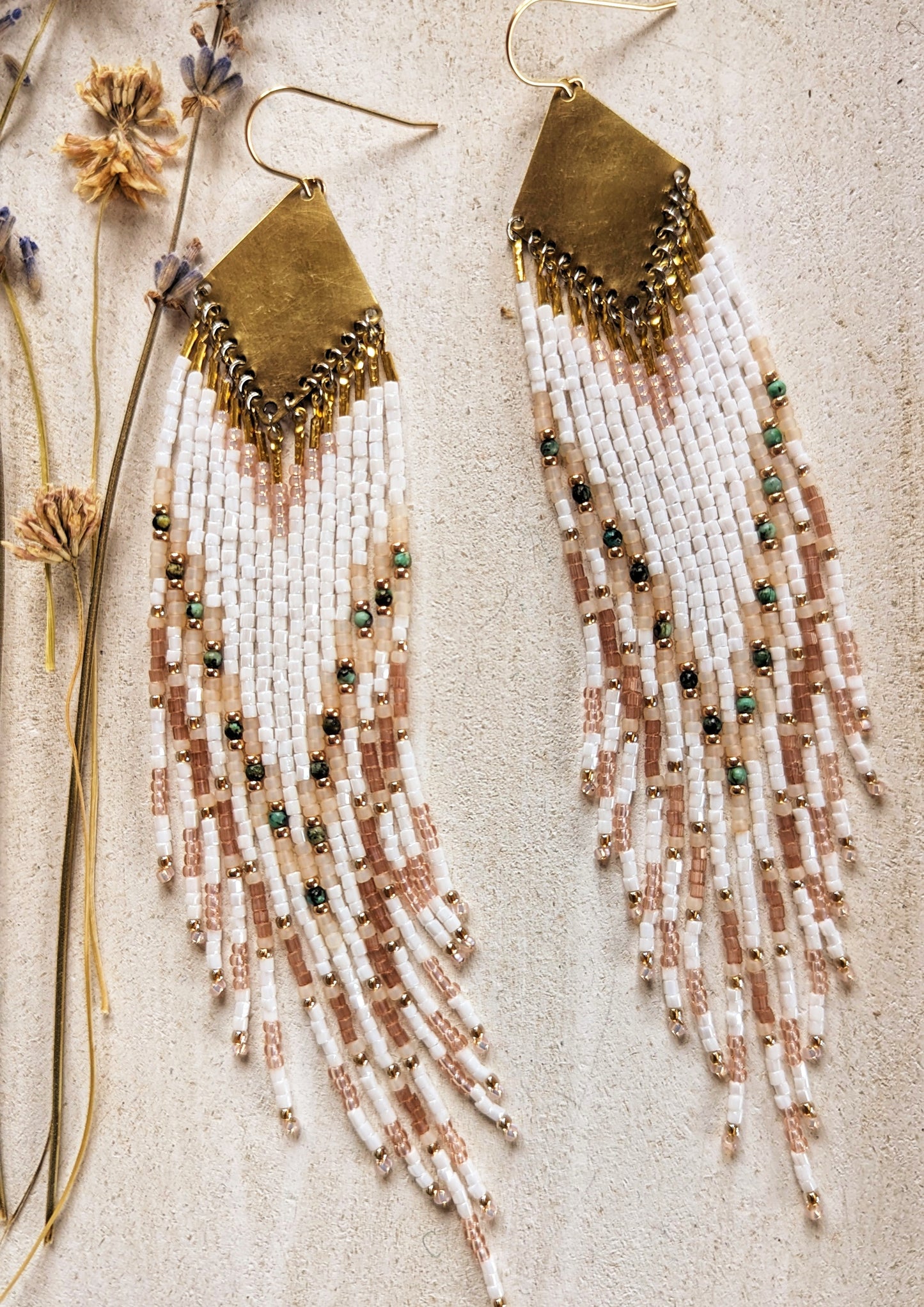 Gangubai White & Turquoise Beaded Earrings