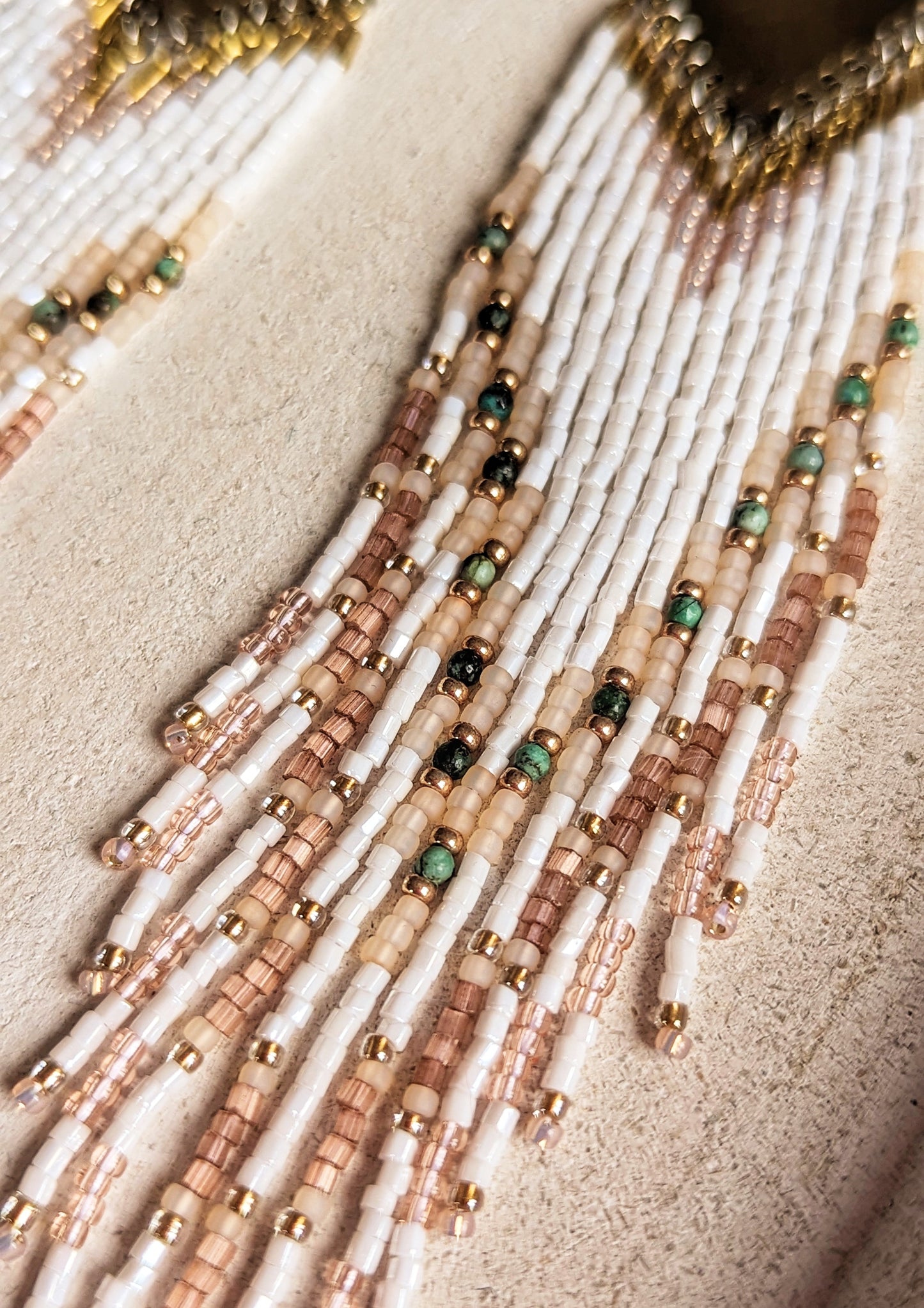 Gangubai White & Turquoise Beaded Earrings