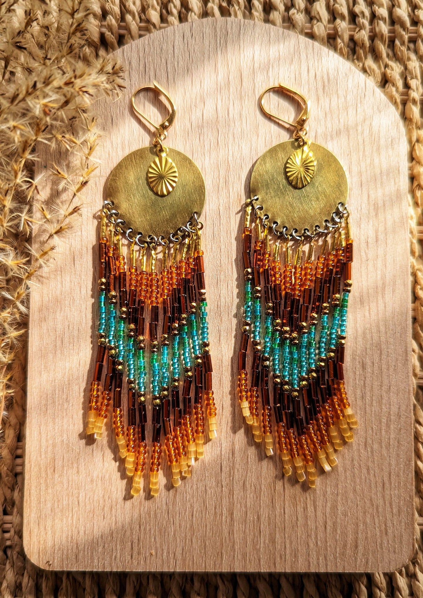Aisholpan Agua Ardiente Seed Bead Earrings