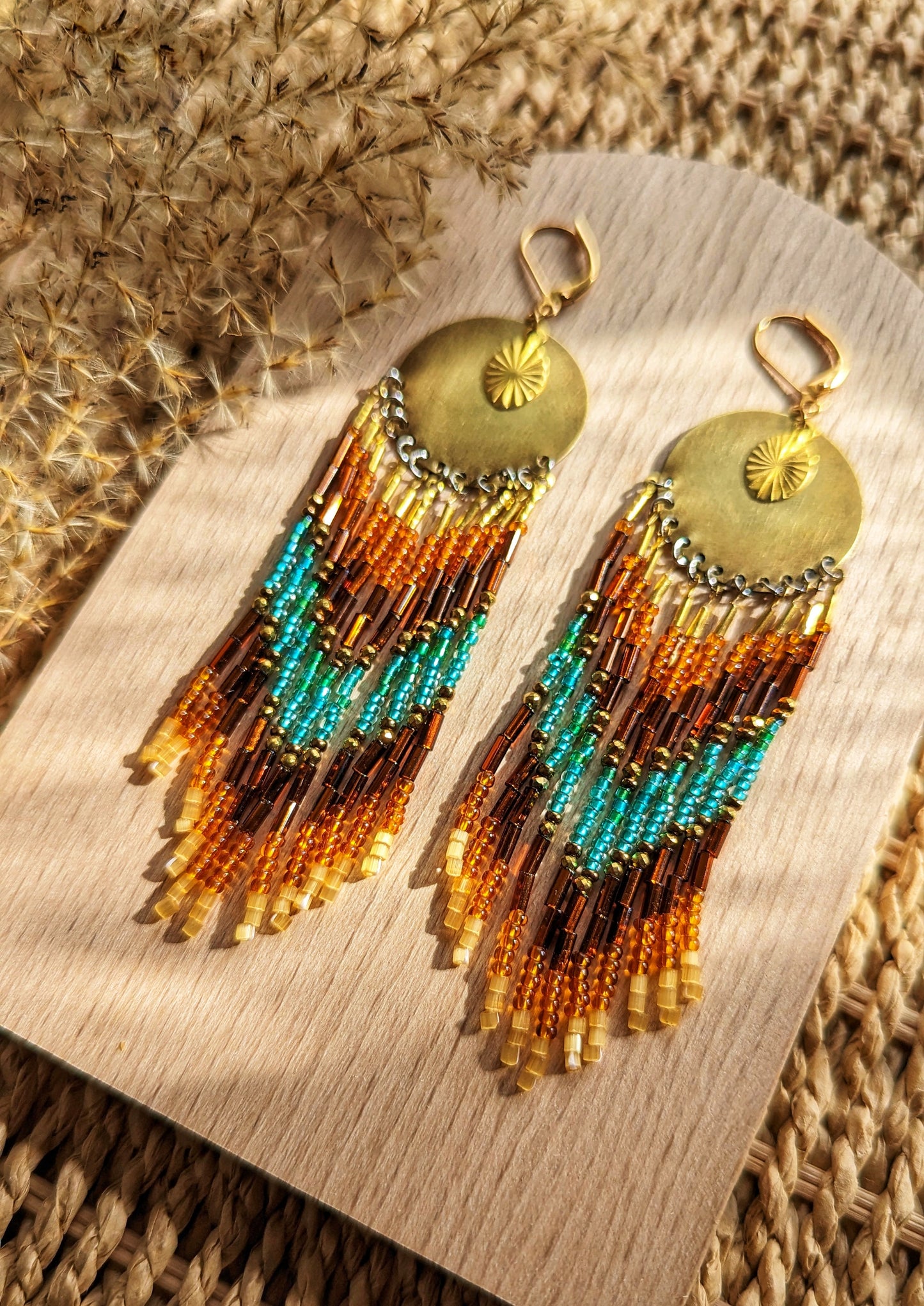 Aisholpan Agua Ardiente Seed Bead Earrings