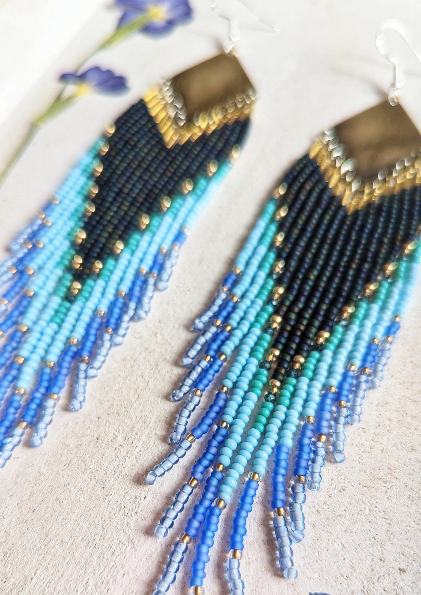 Gloria Cornflower Seed Bead Earrings