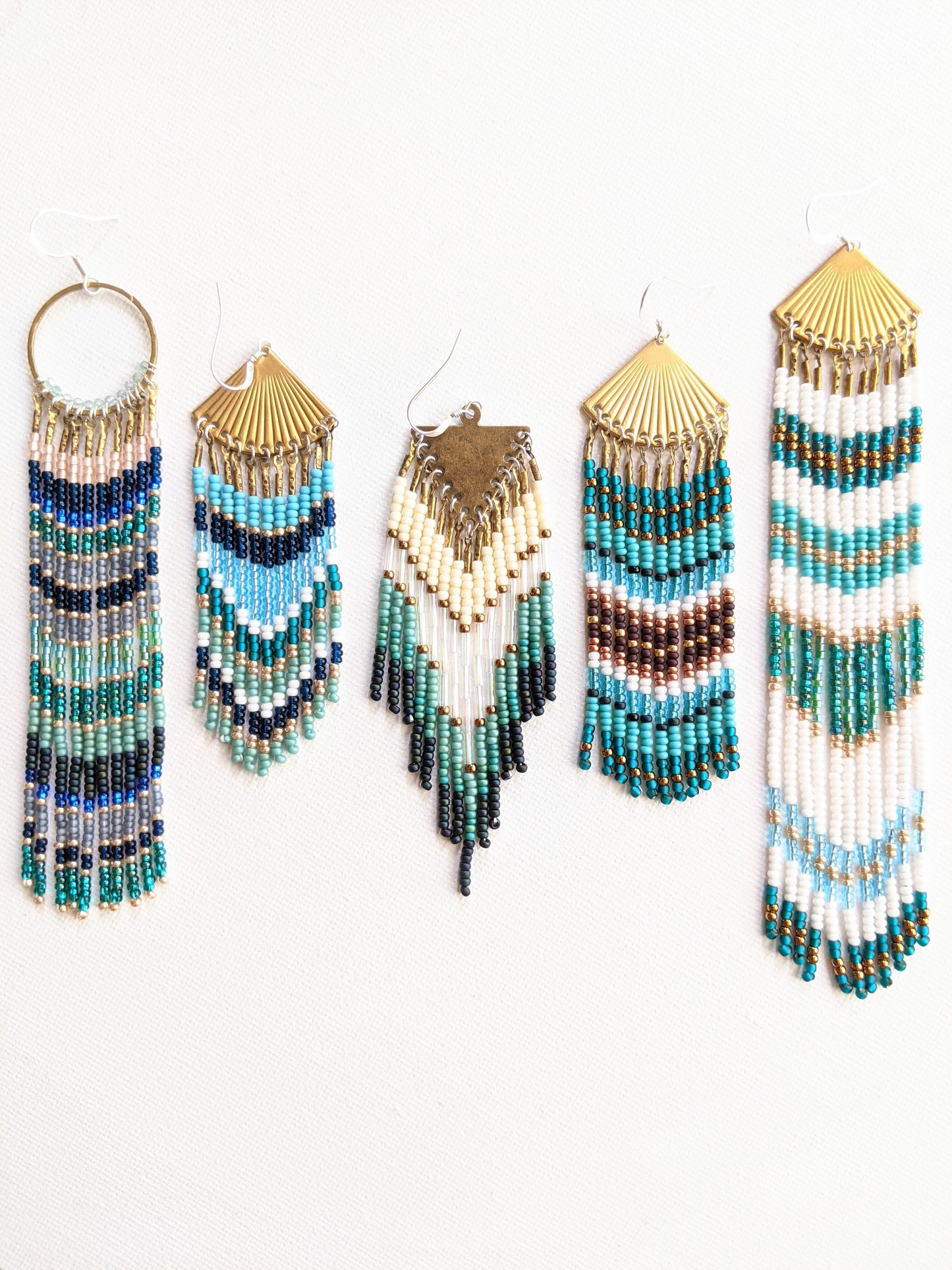 Moon & Milk - Blue and turquoise fringe earrings