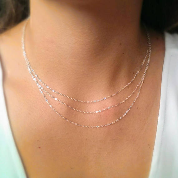 Eva Multi Strand Silver Necklace