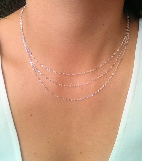 Eva Multi Strand Silver Necklace
