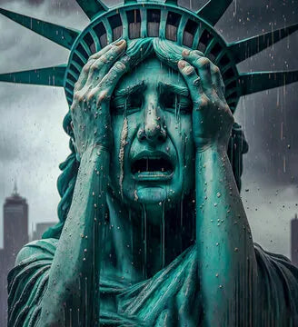 Statue of Liberty crying 