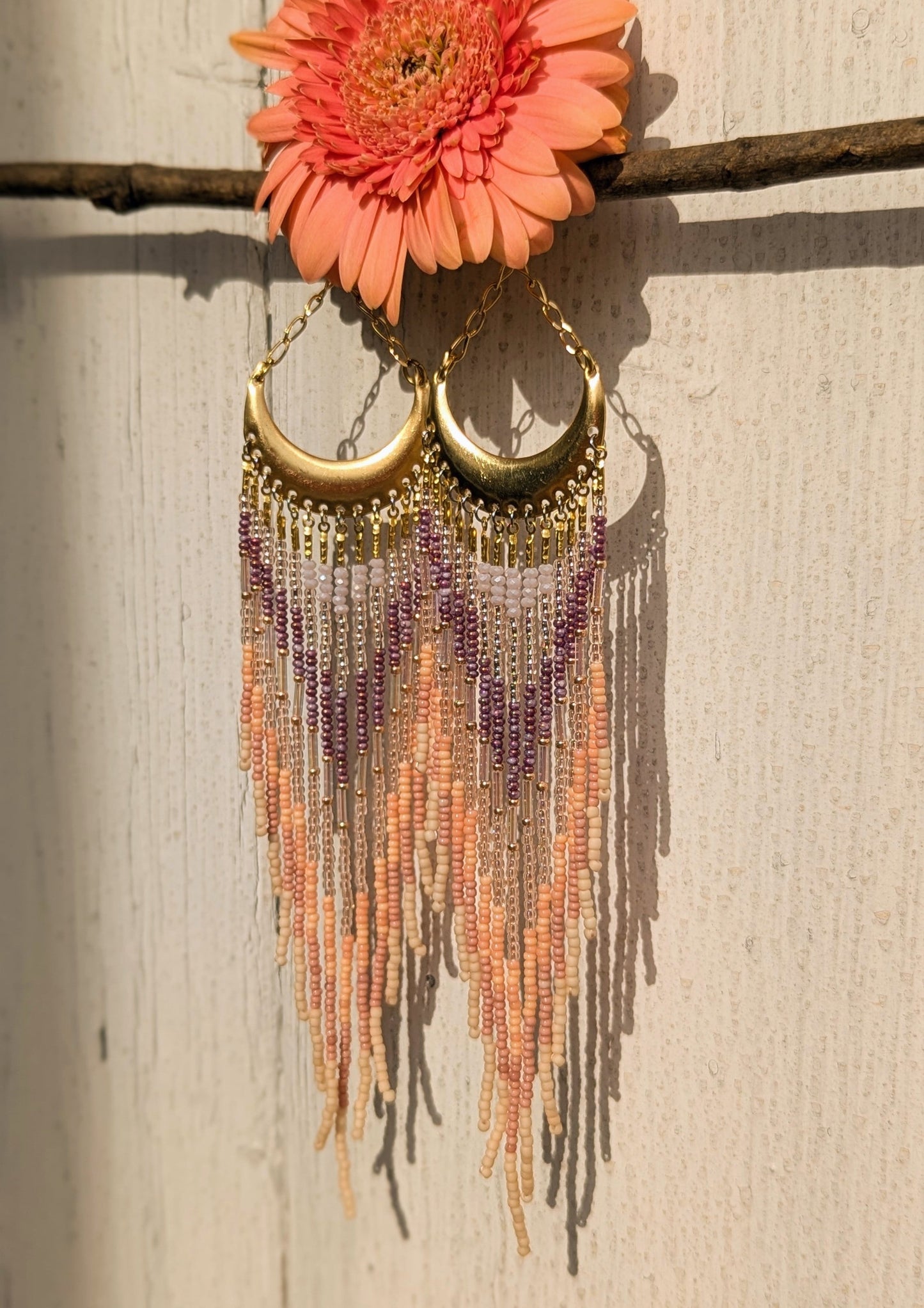 Cher Iridescent Pink Seed Bead Earrings