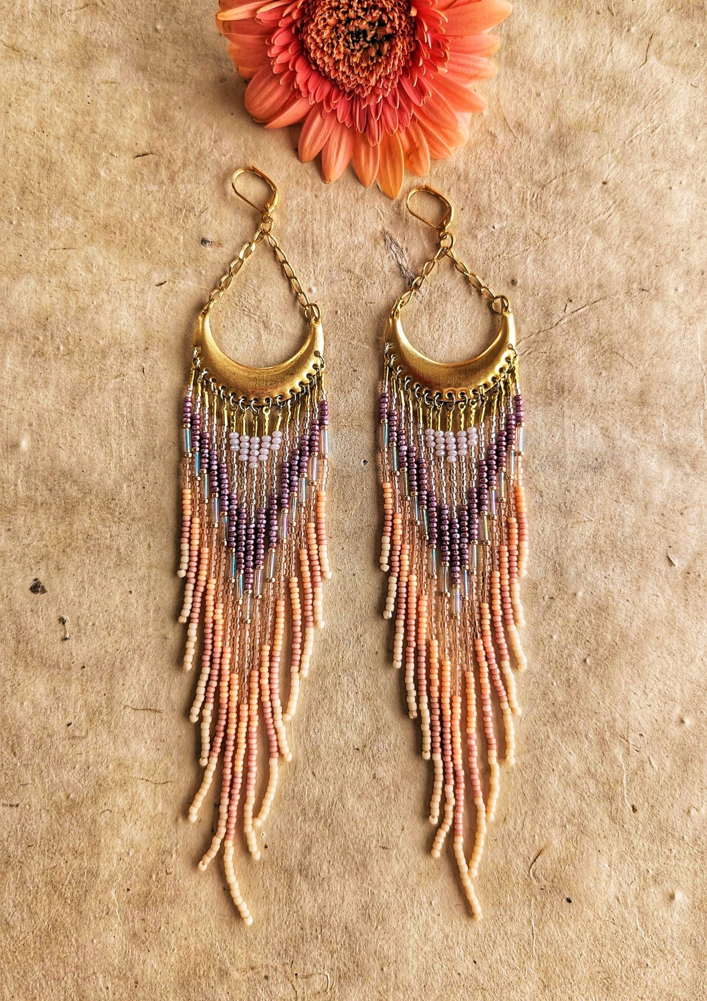 Cher Iridescent Pink Seed Bead Earrings