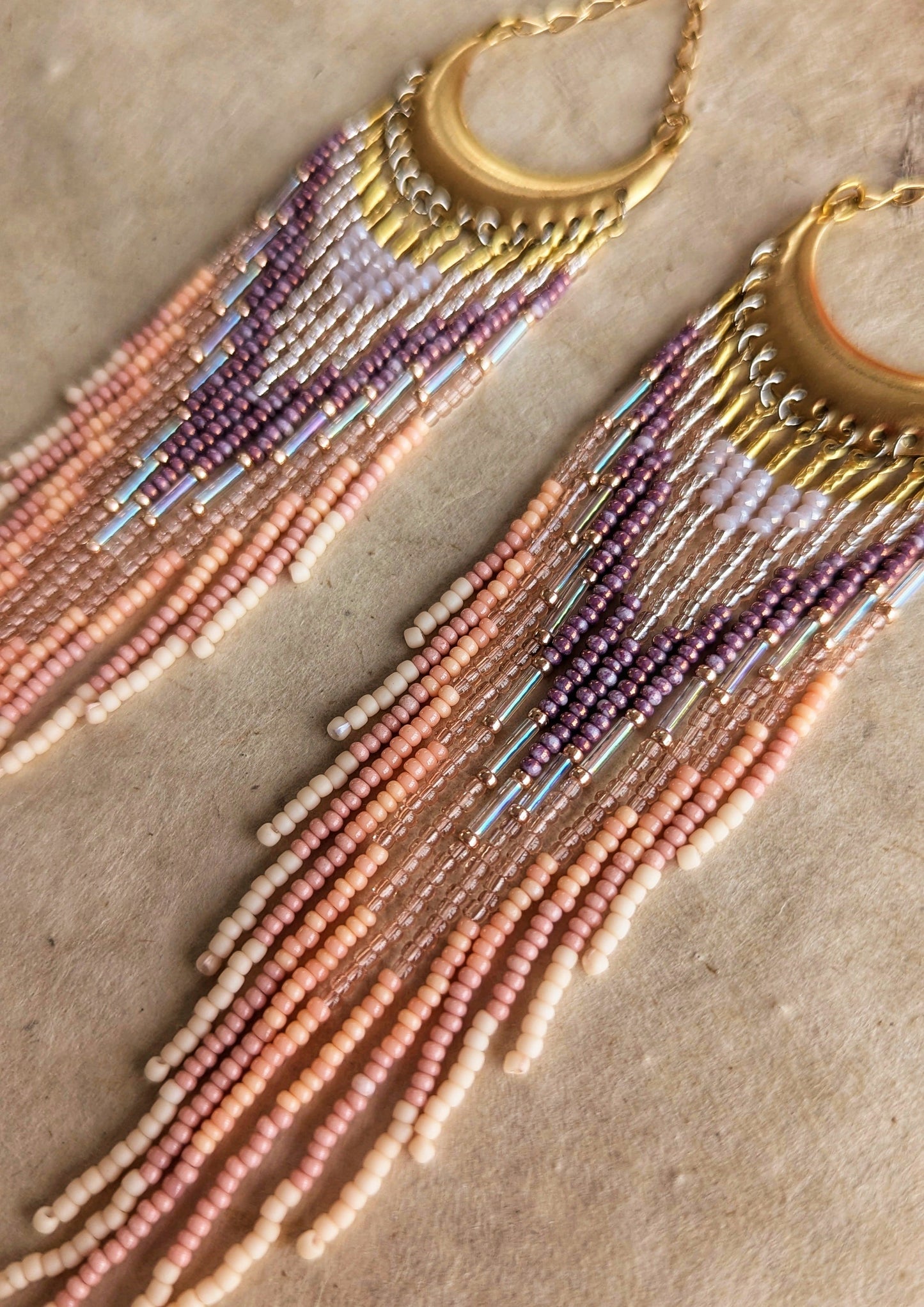 Cher Iridescent Pink Seed Bead Earrings