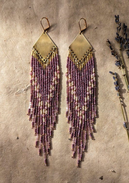 Hillary Lavender Boho Beaded Earrings