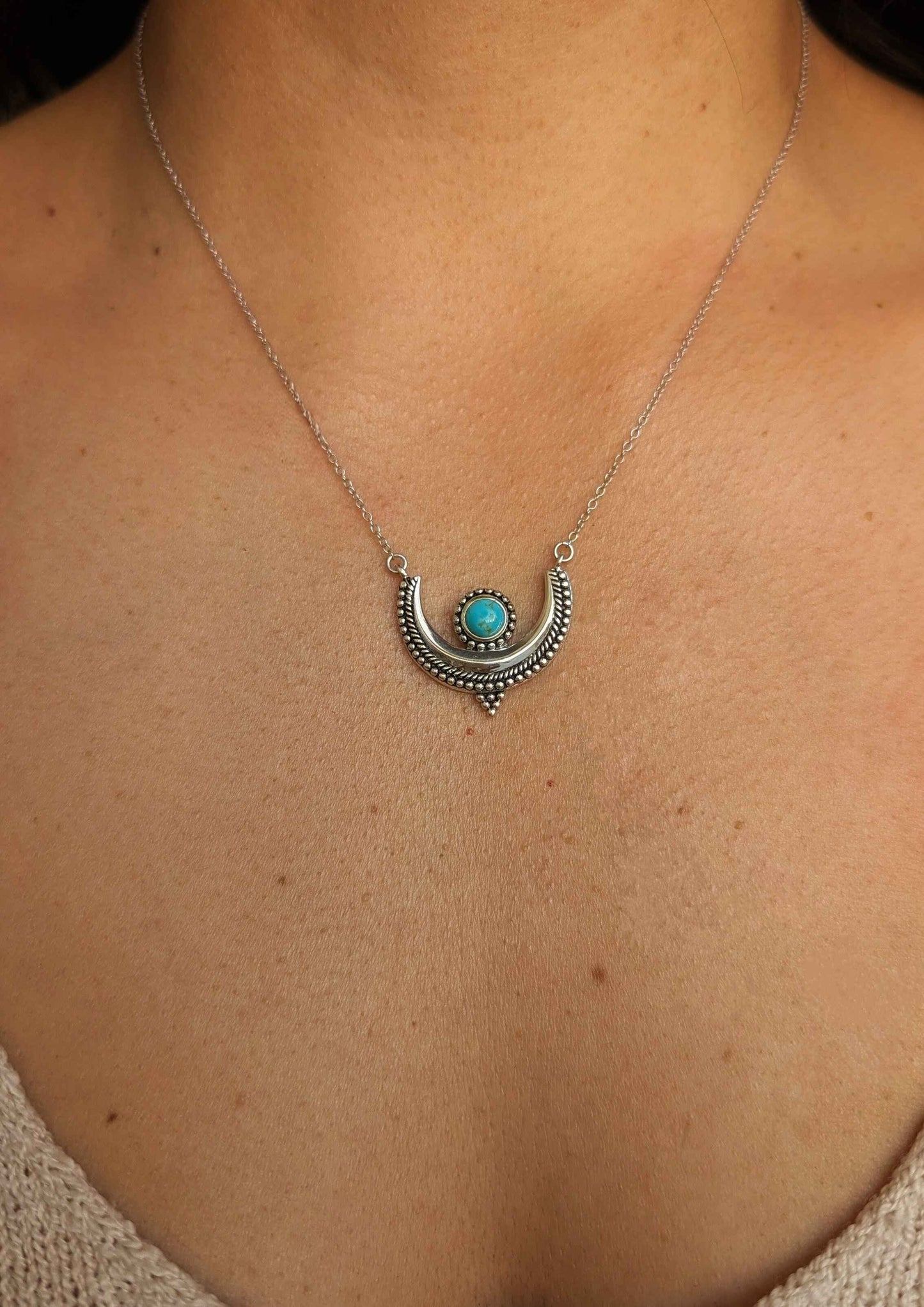 Yoko Turquoise Crescent Moon Necklace