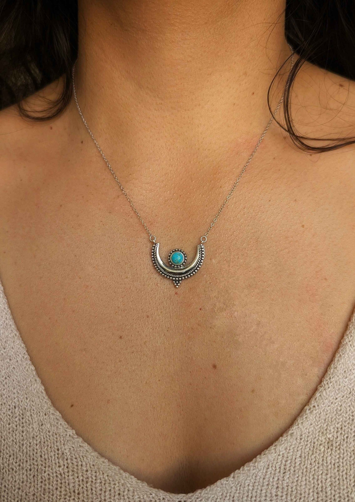 Yoko Turquoise Crescent Moon Necklace