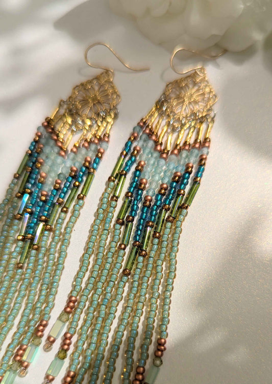 Hinojosa Green Apatite Beaded Earrings