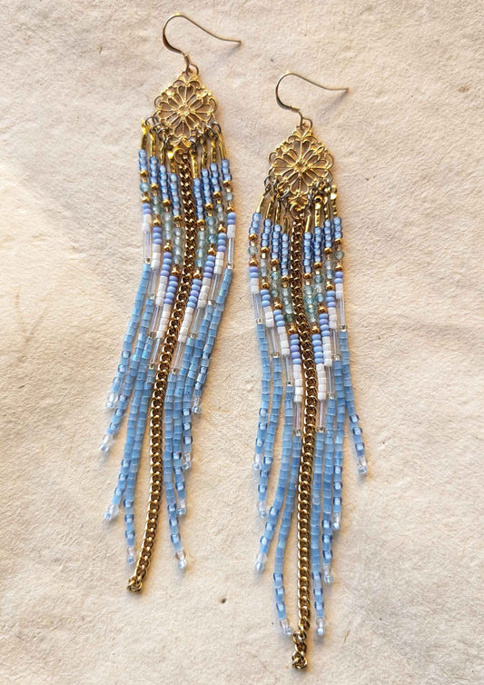 Christina Sky Blue Beaded Earrings