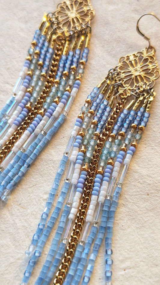 Christina Sky Blue Beaded Earrings