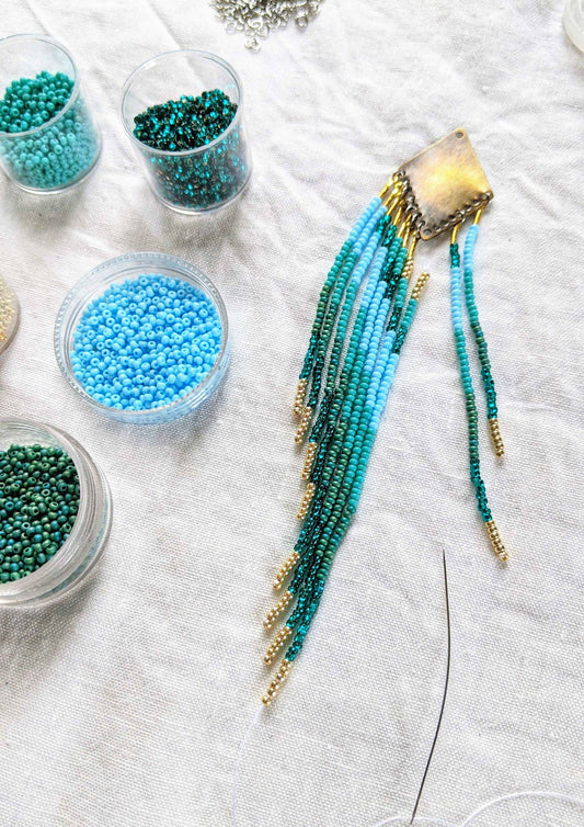 Online Beading Tutorial + Kit | Peltier Turquoise Beaded Earrings