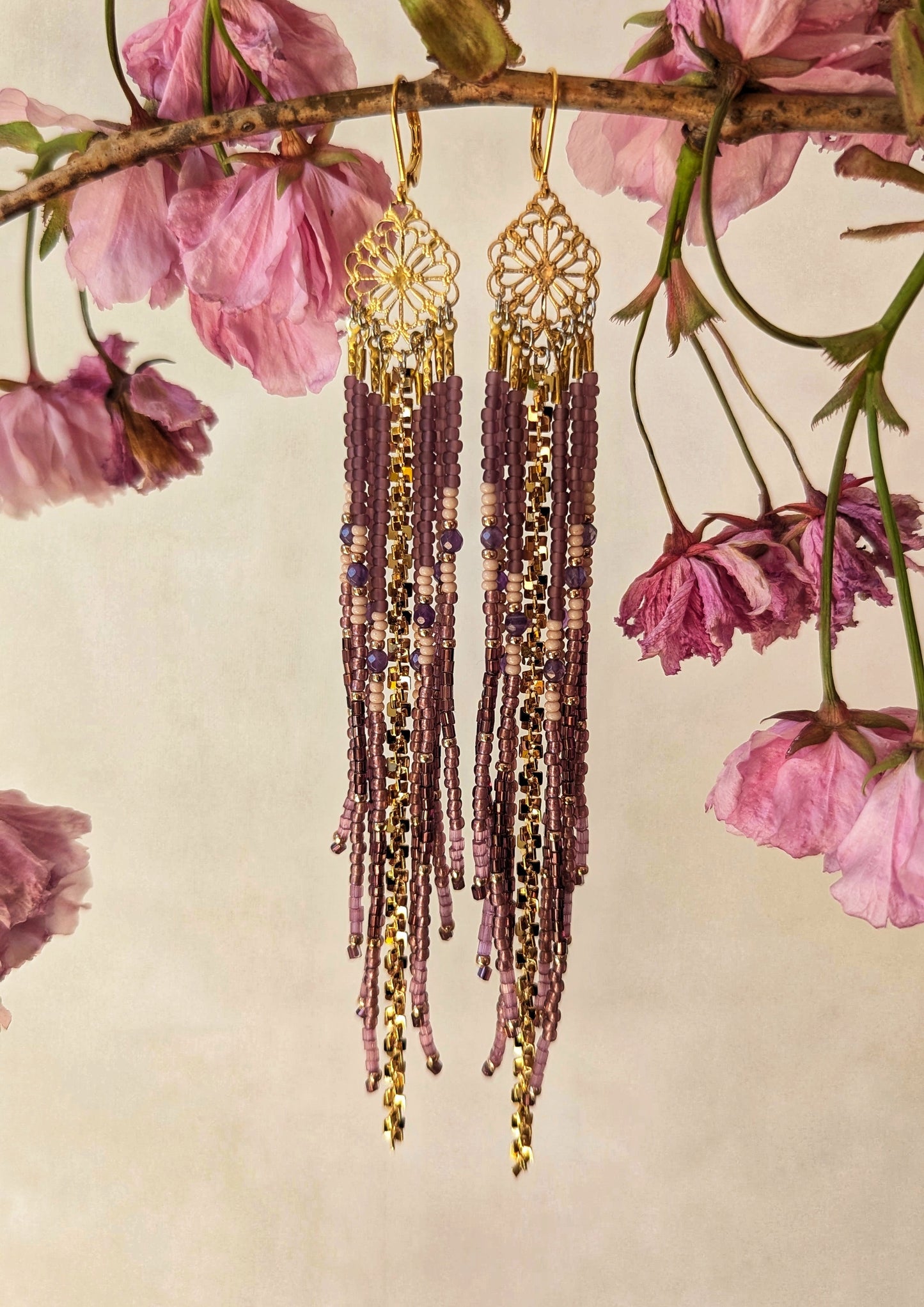 Zora Purple Rain Beaded Earrings