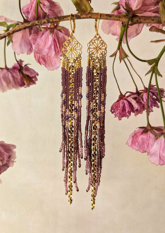 Zora Purple Rain Beaded Earrings