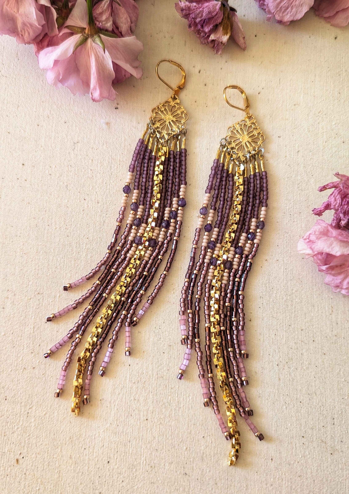Zora Purple Rain Beaded Earrings