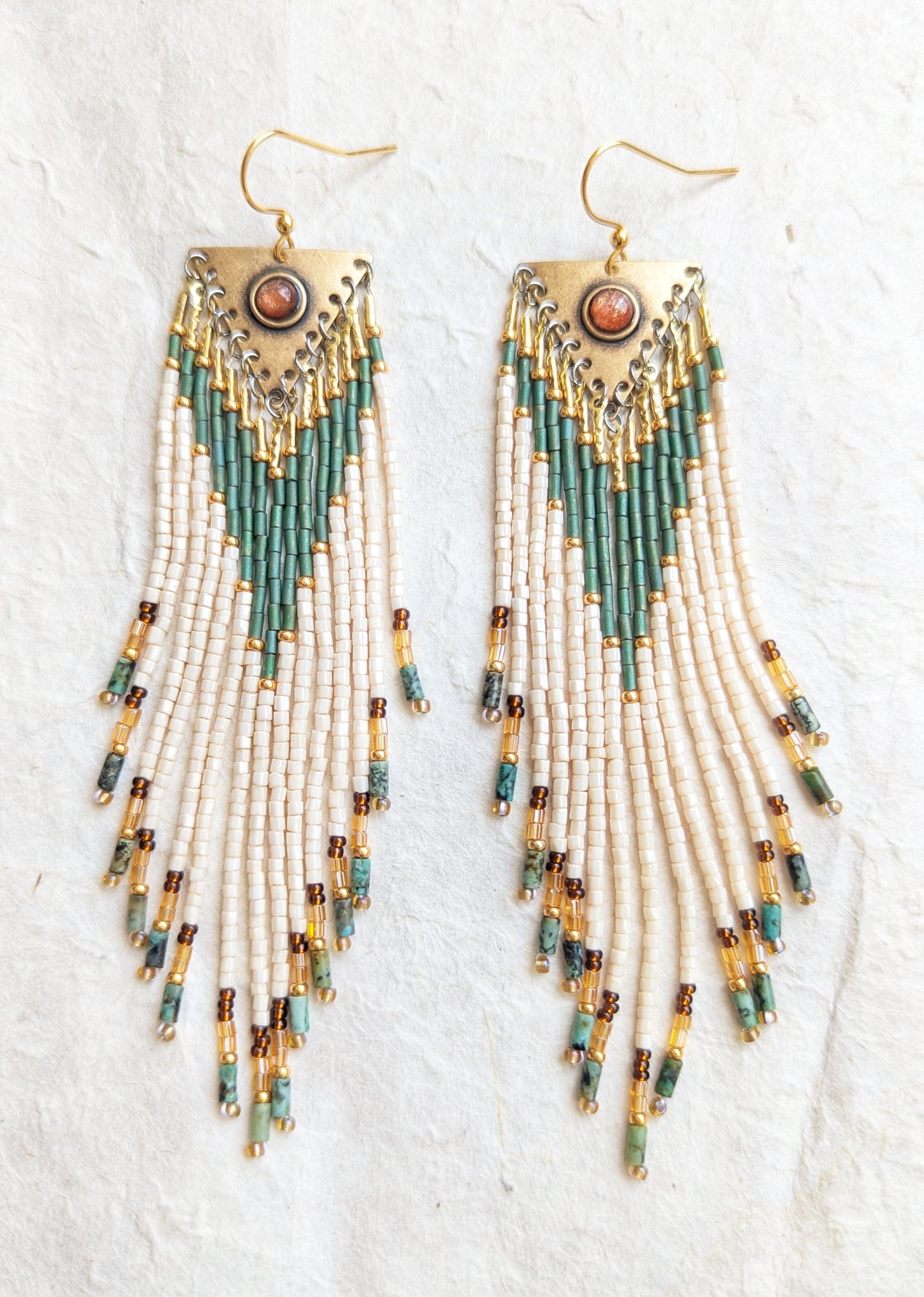 Lupe Sunstone Beaded Earrings
