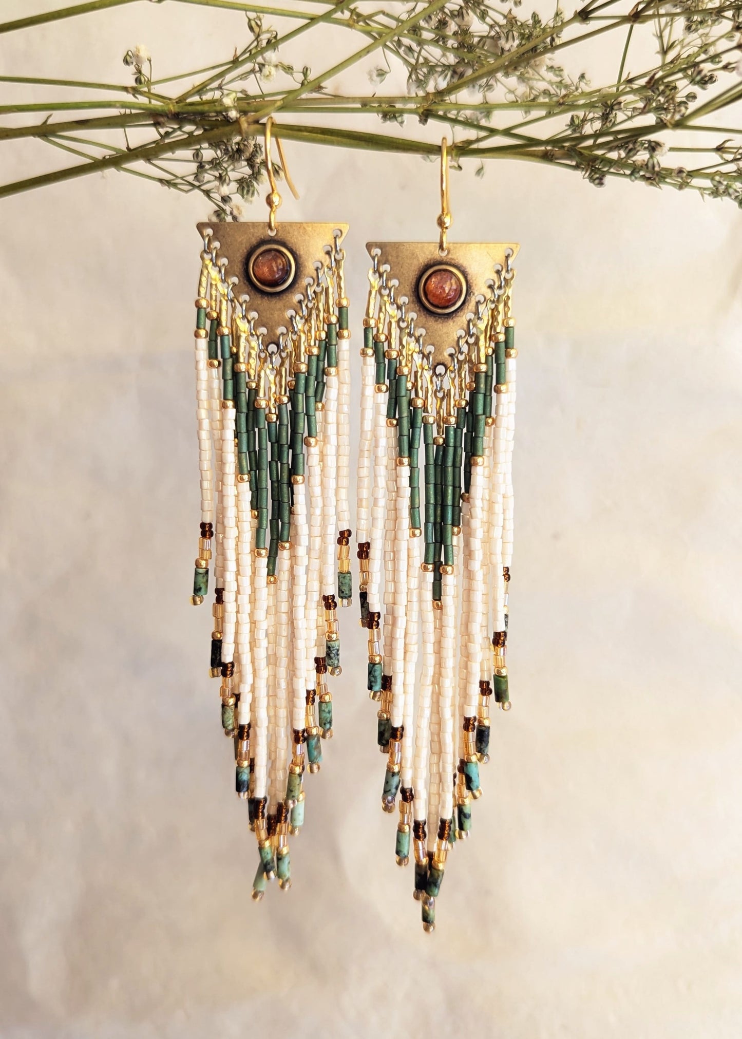 Lupe Sunstone Beaded Earrings